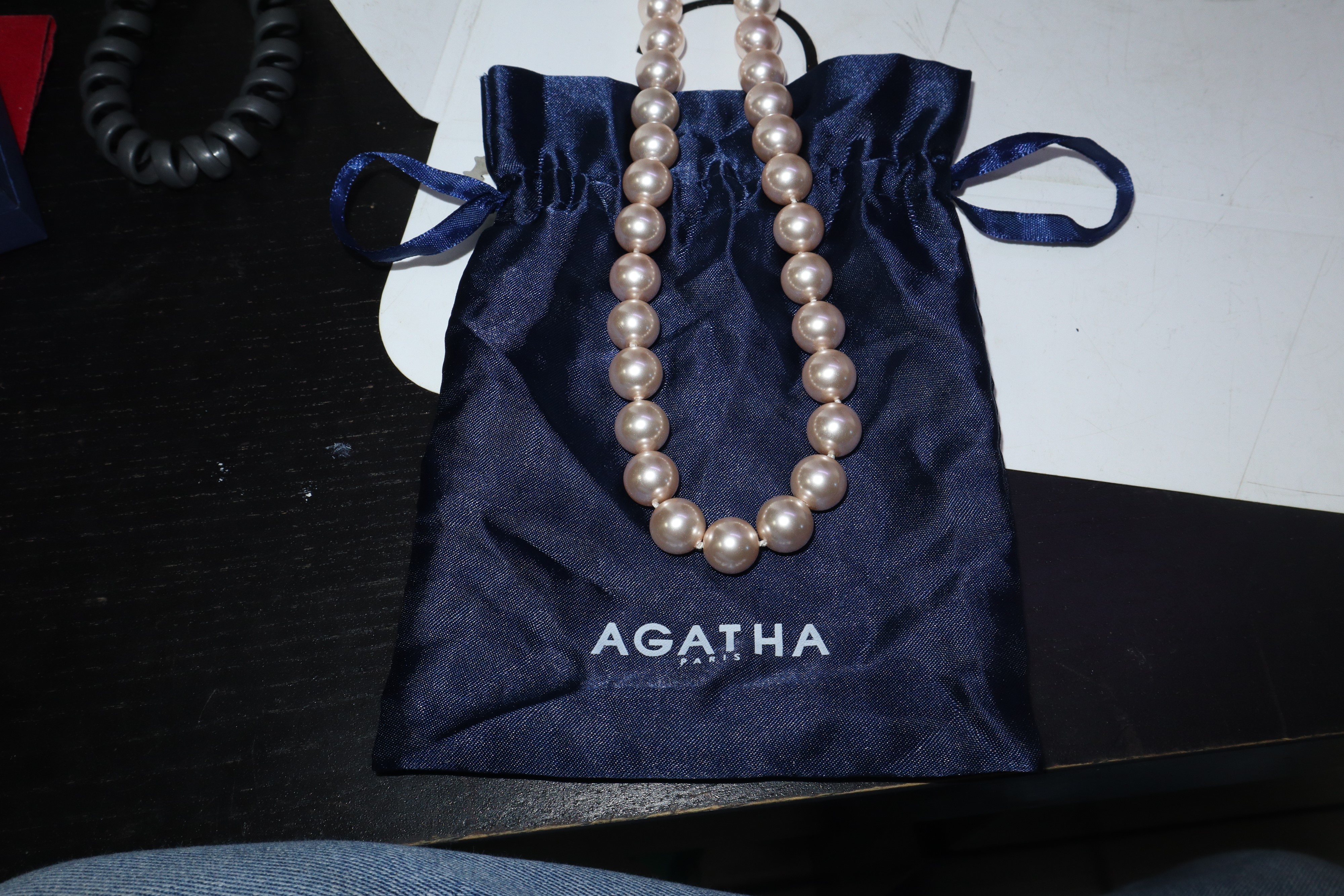 Collana con perle rosa