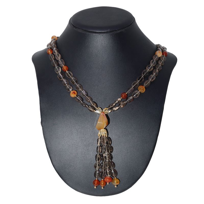 Collana in pietre dure grigio e giallo ocra