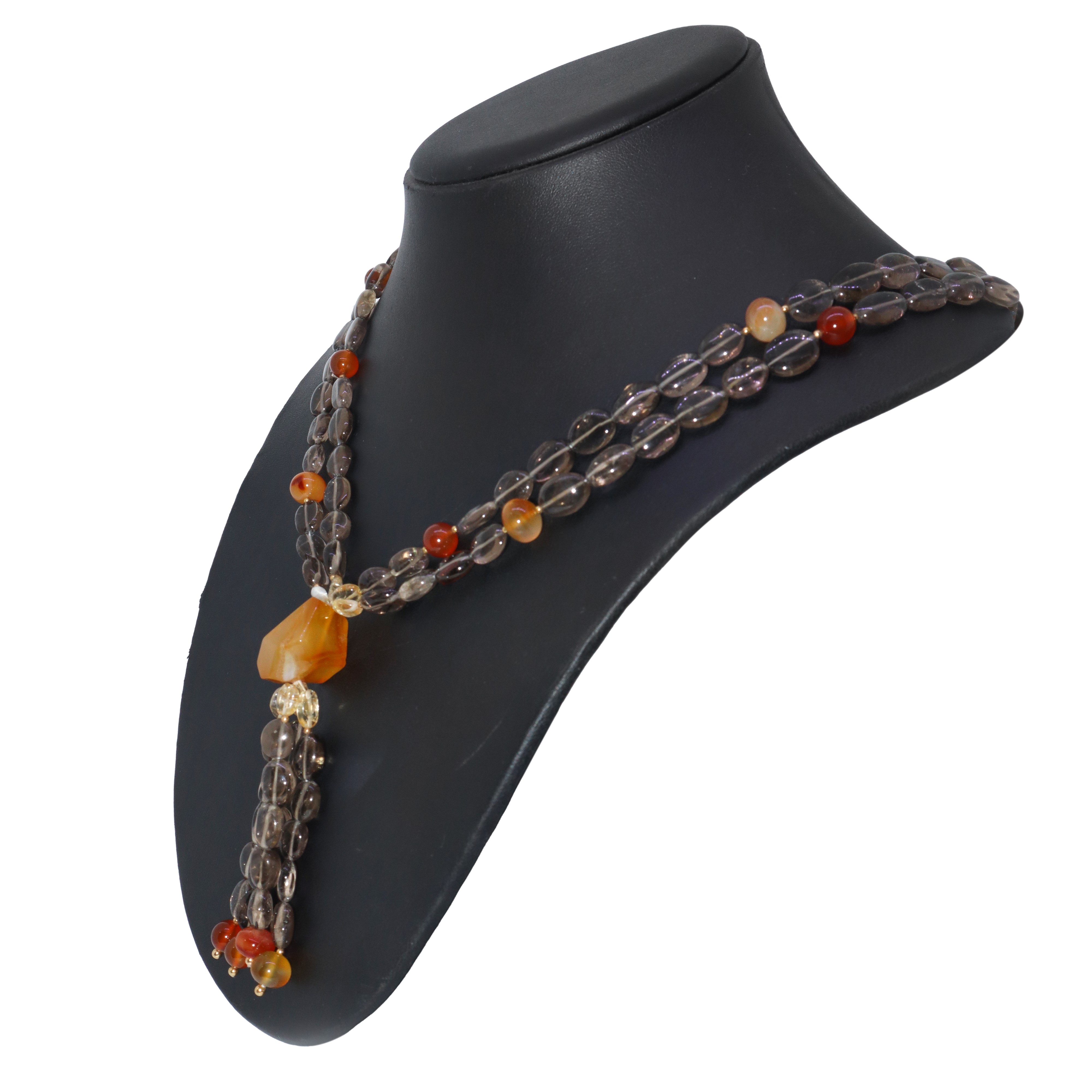 Collana in pietre dure grigio e giallo ocra