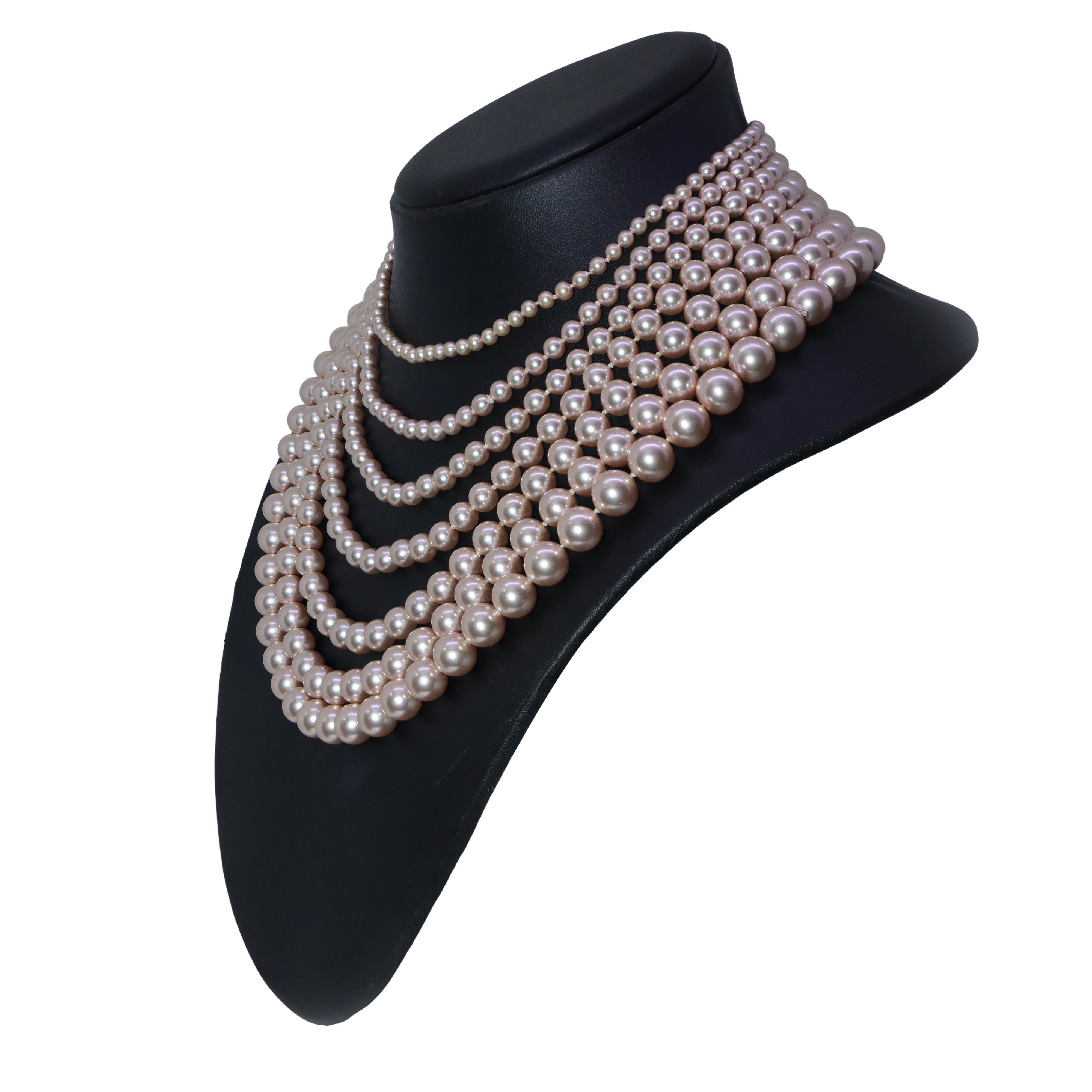 Collana con 7 file di perle a degradare rosa, Agatha Paris