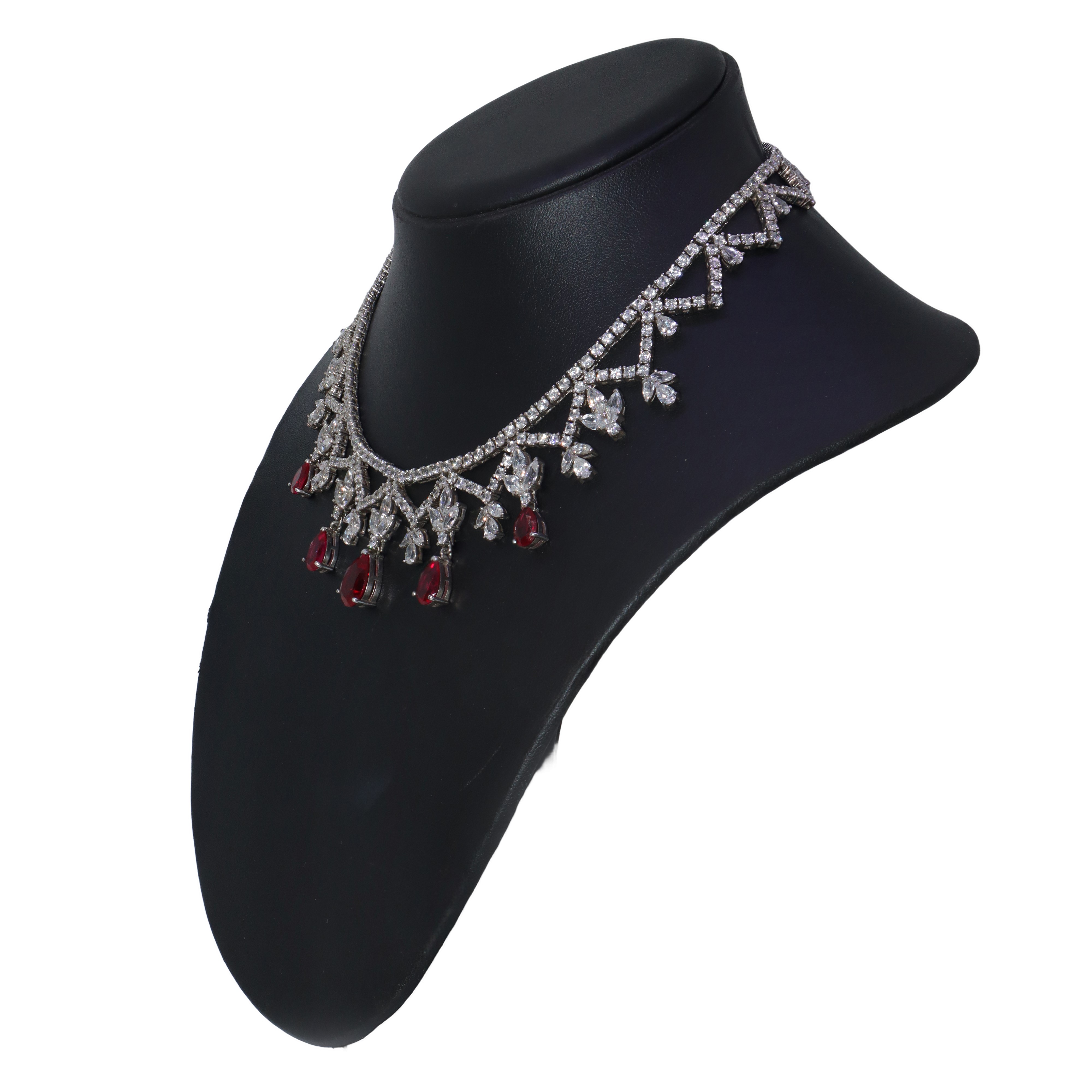 Collier in argento 925 con strass e pietre rosse