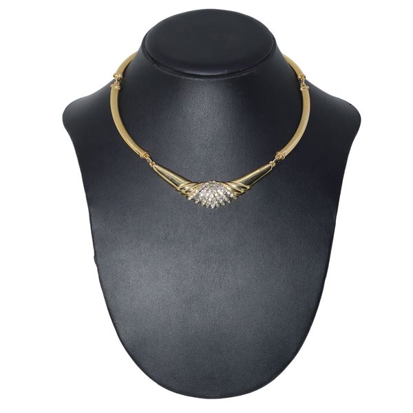 Collier semirigido in metallo dorato con strass