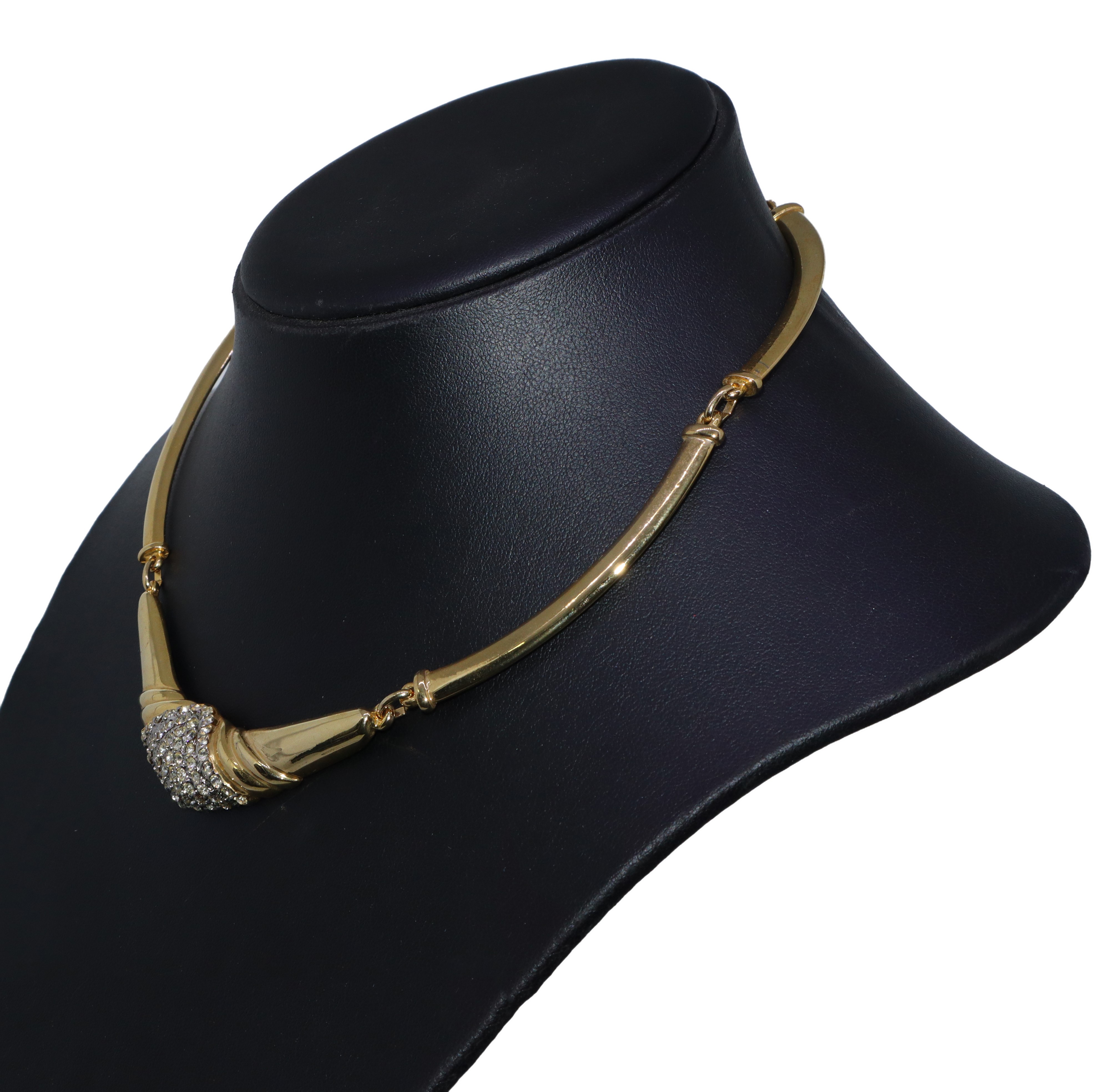 Collier semirigido in metallo dorato con strass