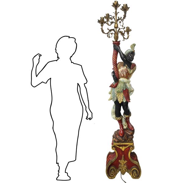 Moro Veneziano, grande candelabro a 5 luci elettrificato