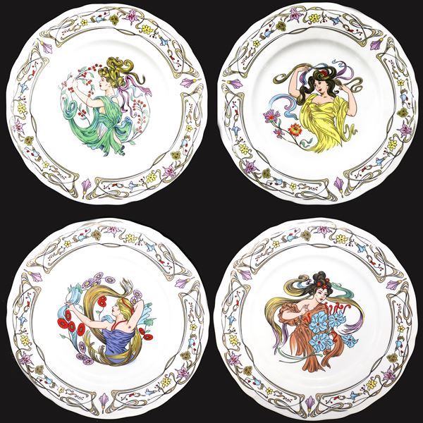 Limoges - N. 4 Liberty porcelain wall plates