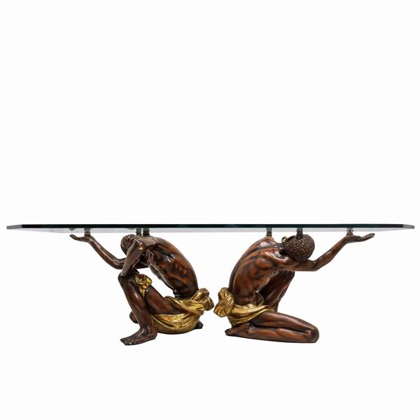 Shaped glass top coffee table