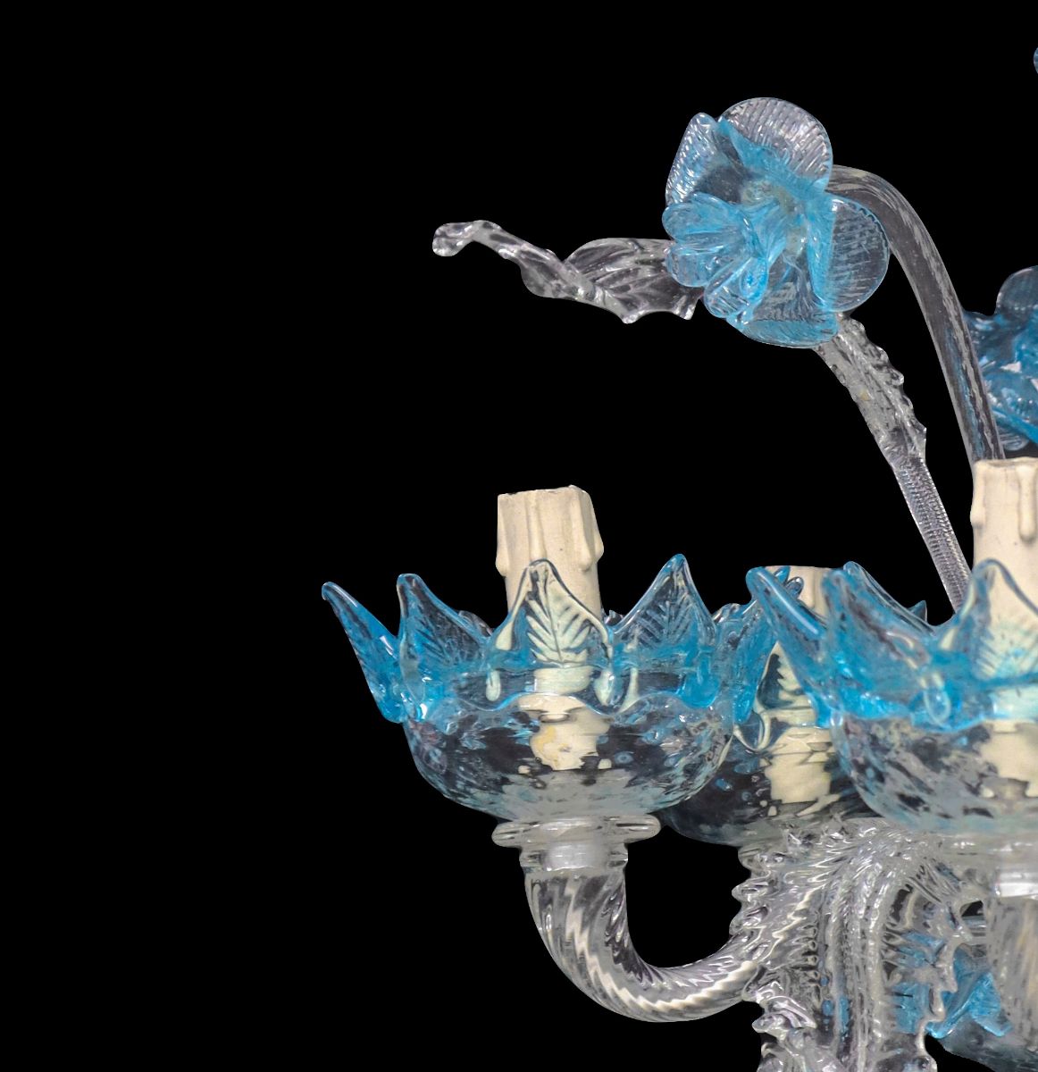 Lampadario Vetro di Murano Celeste a 6 Luci