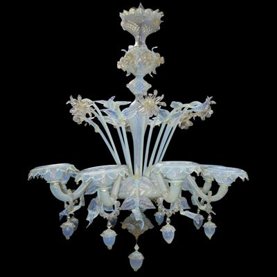 Lampadario Vetro di Murano Lattimo a 8 Luci