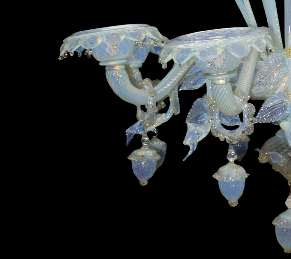 Lampadario Vetro di Murano Lattimo a 8 Luci
