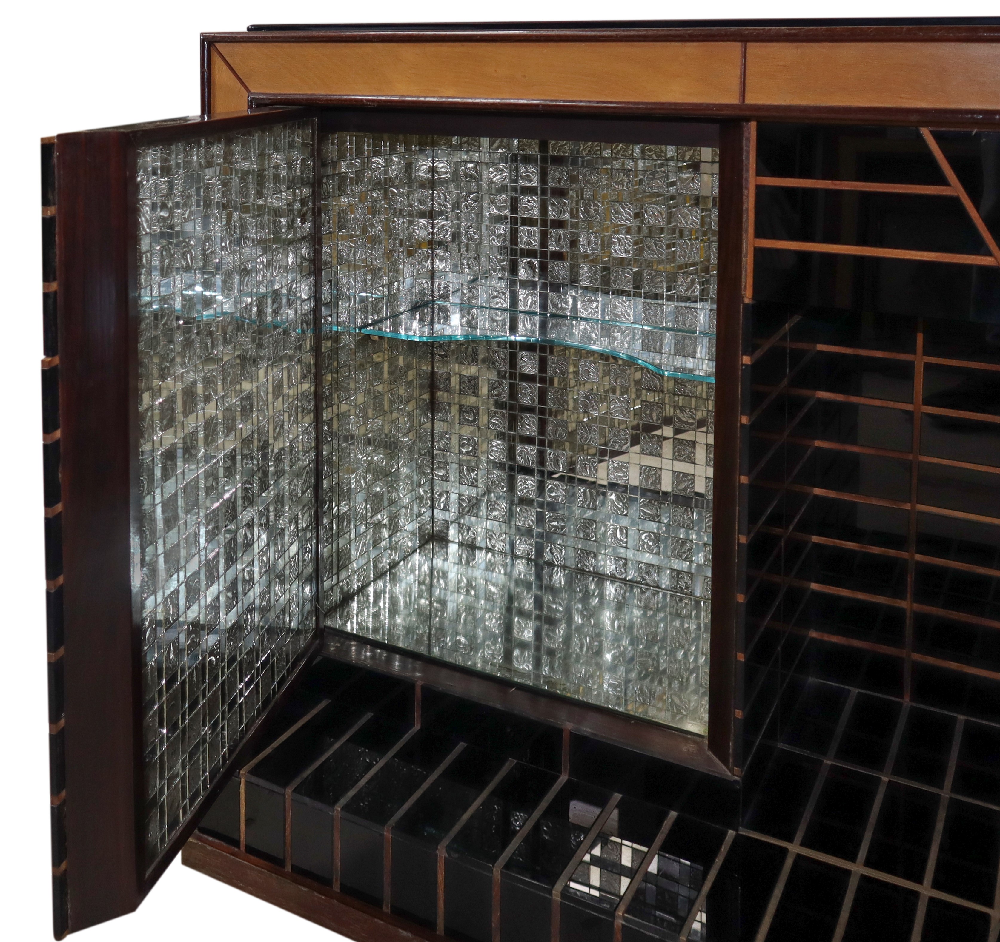 Luigi Brusotti - Mobile Bar / Credenza con Specchiera Decorata