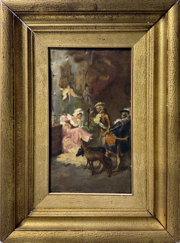 Interior with characters in eighteenth-century clothes