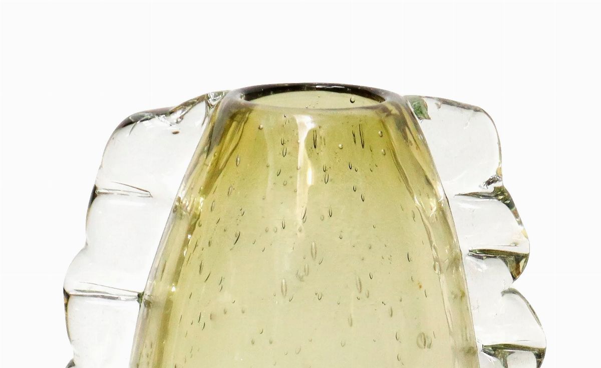 Barovier e Toso - Vaso in Vetro di Murano Traslucido Bullicante