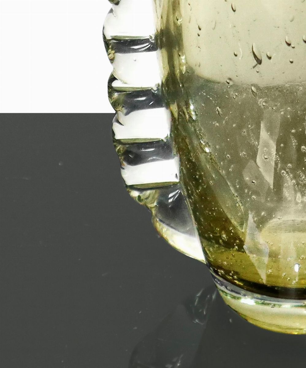 Barovier e Toso - Vaso in Vetro di Murano Traslucido Bullicante