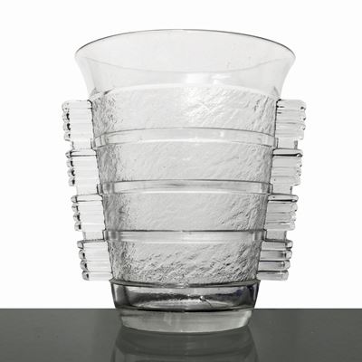 Vaso Art Decò a Fasce Colla Chip, Freres Francia