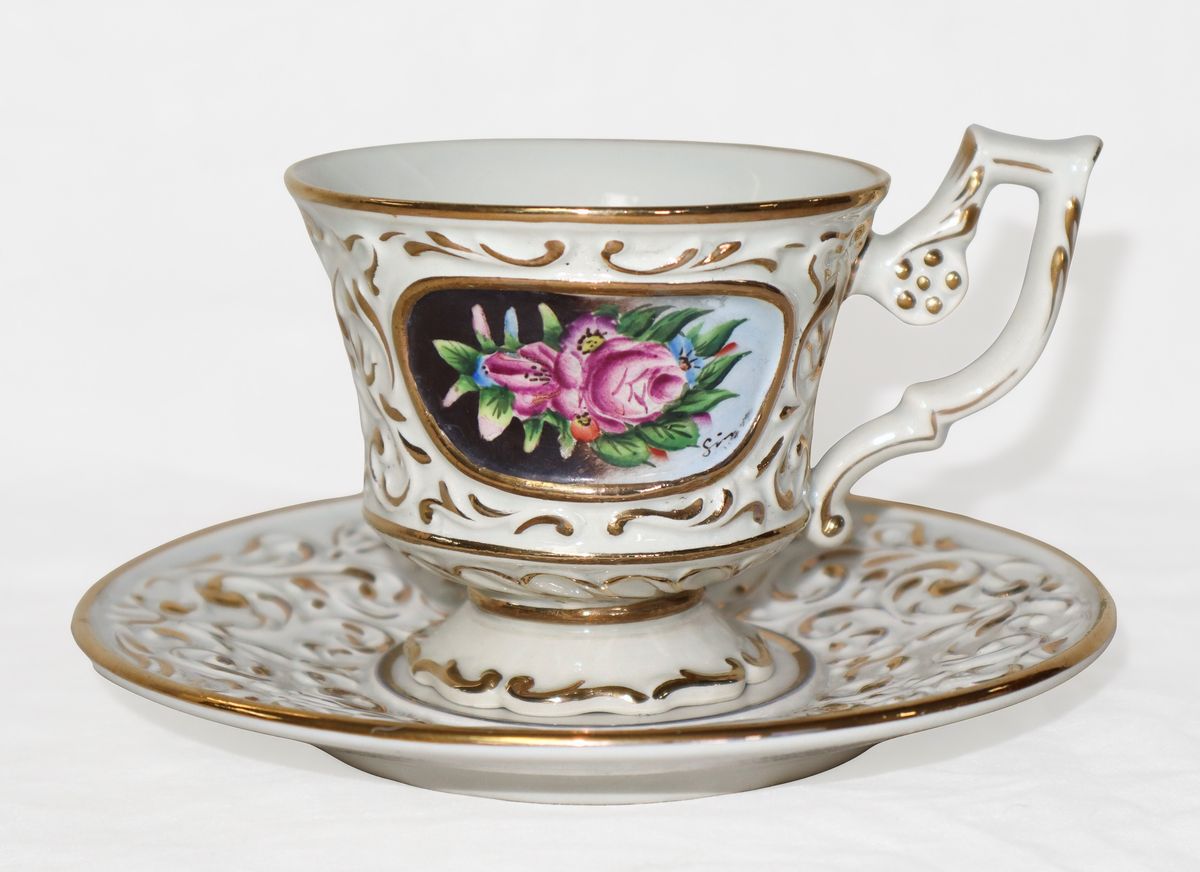 Servizio da Te per 6 Persone, con Decorazione Floreale Limoges