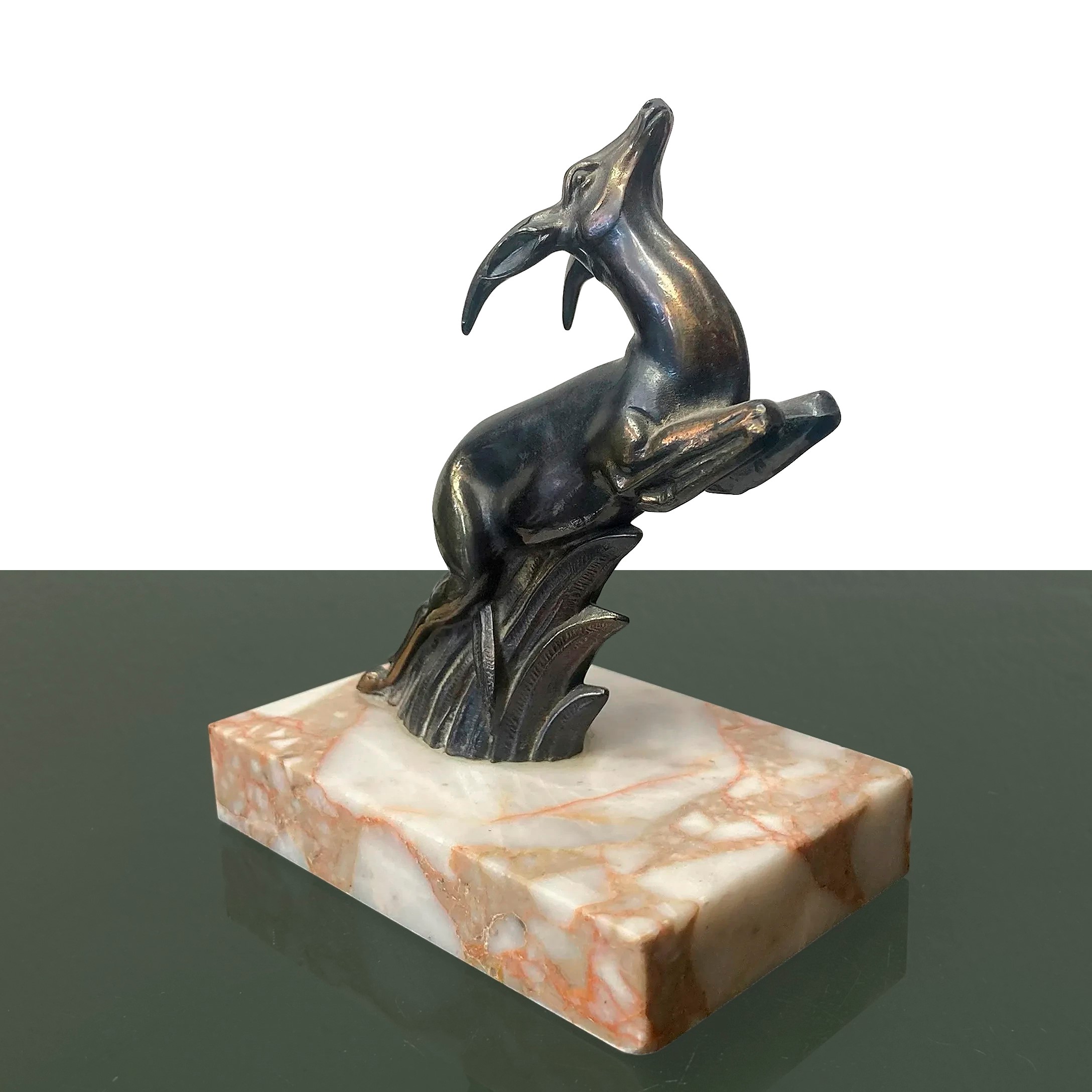 Fermalibri con Daino, Base in Marmo
