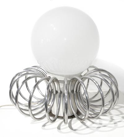 Lampada Struttura con Anelli di Alluminio e Vetro.