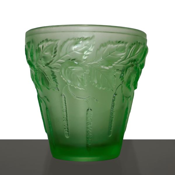 Vaso Barolac in vetro verde Bohemia