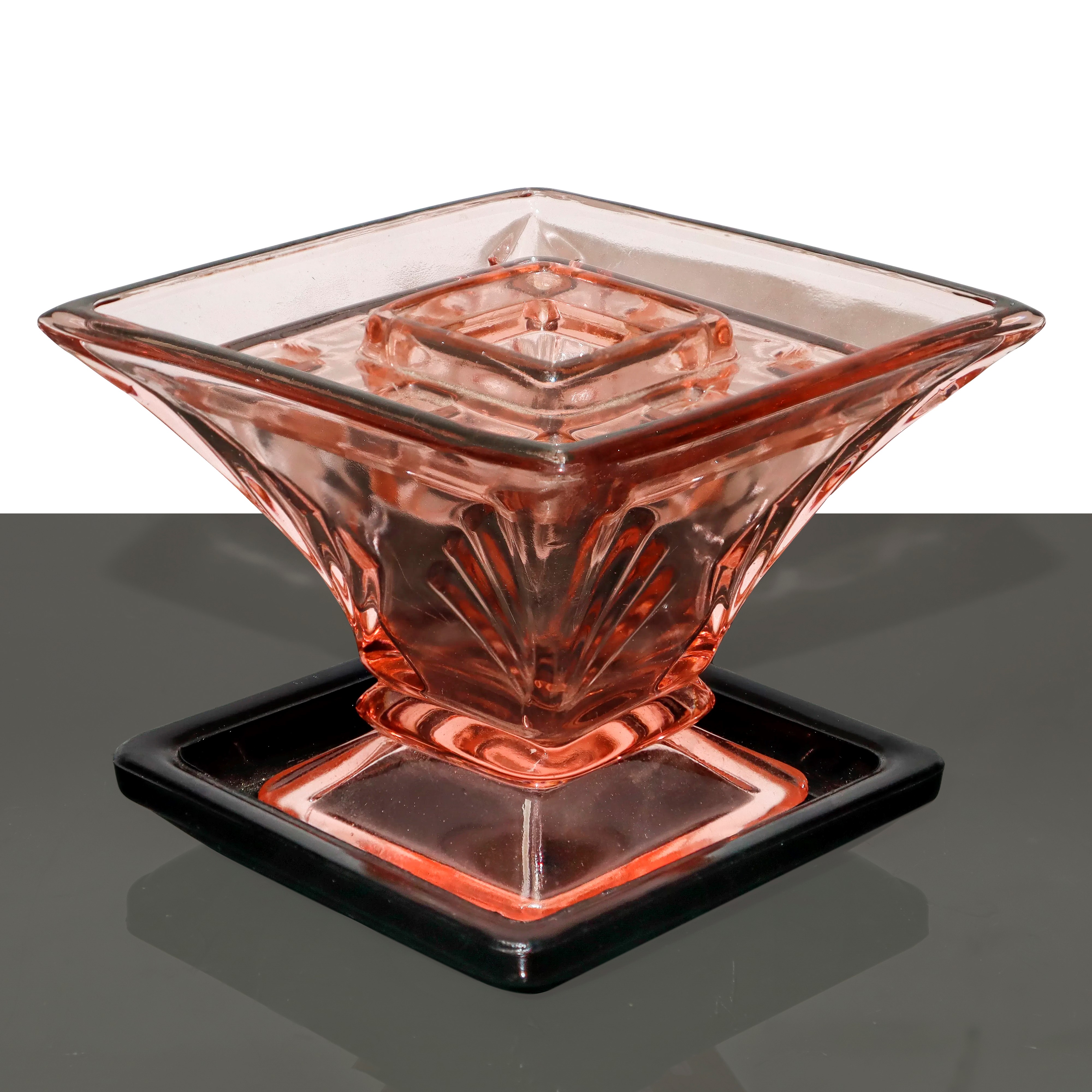 Vaso Portafiori nei Toni del Rosa, con Piattino Nero