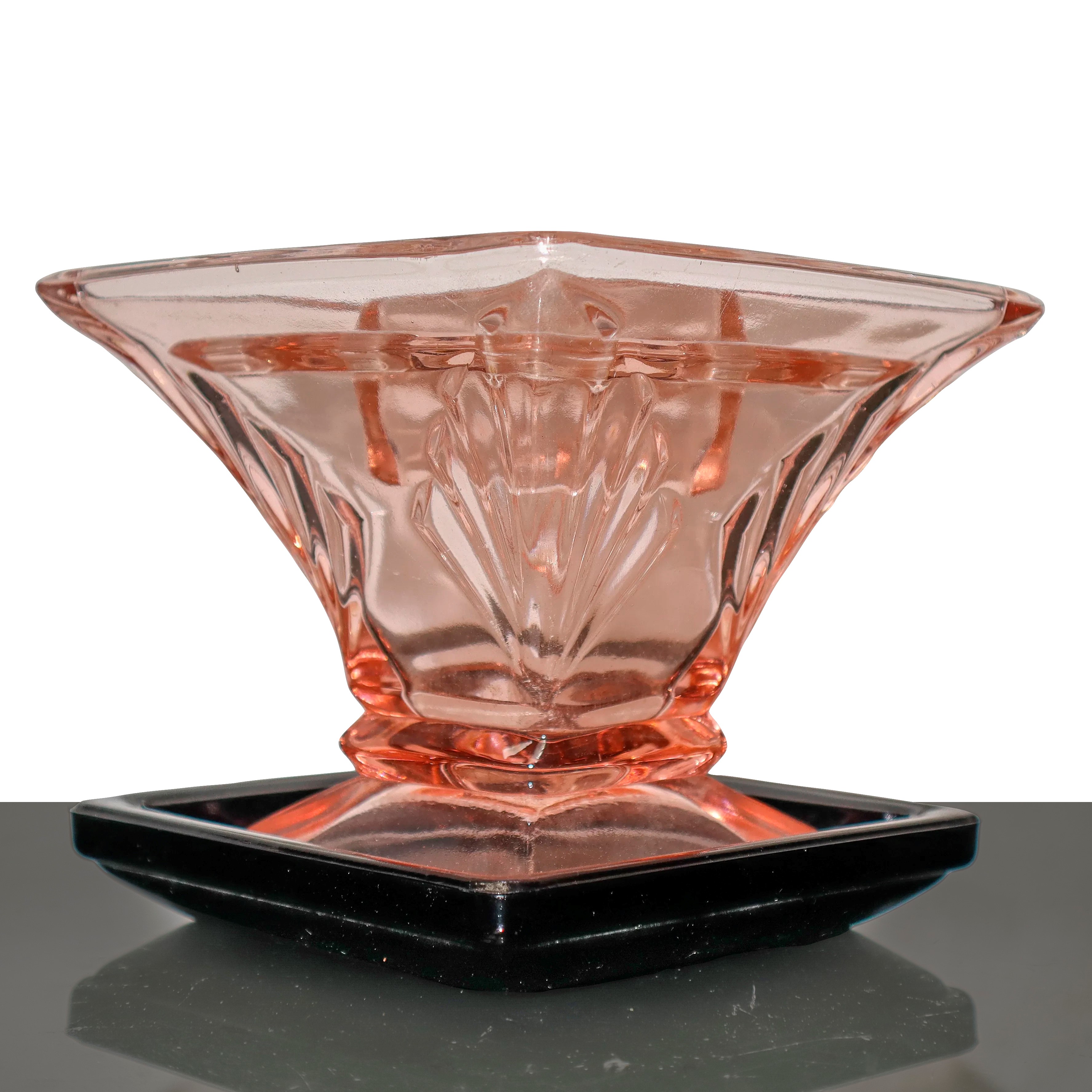 Vaso Portafiori nei Toni del Rosa, con Piattino Nero
