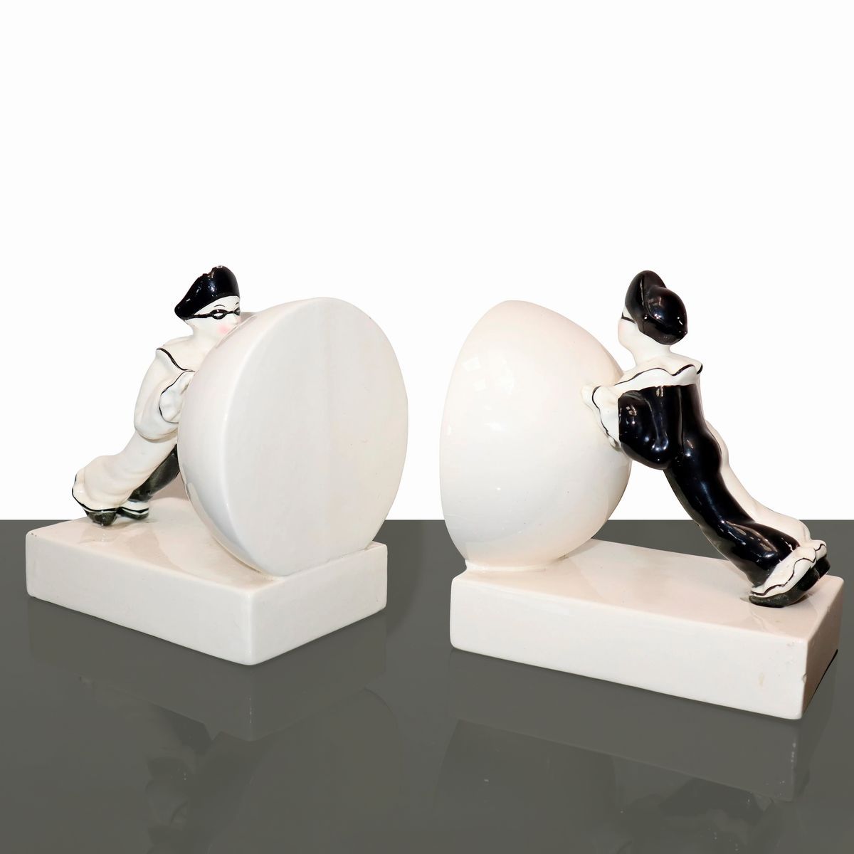 Fermalibri in Ceramica con Pierrot