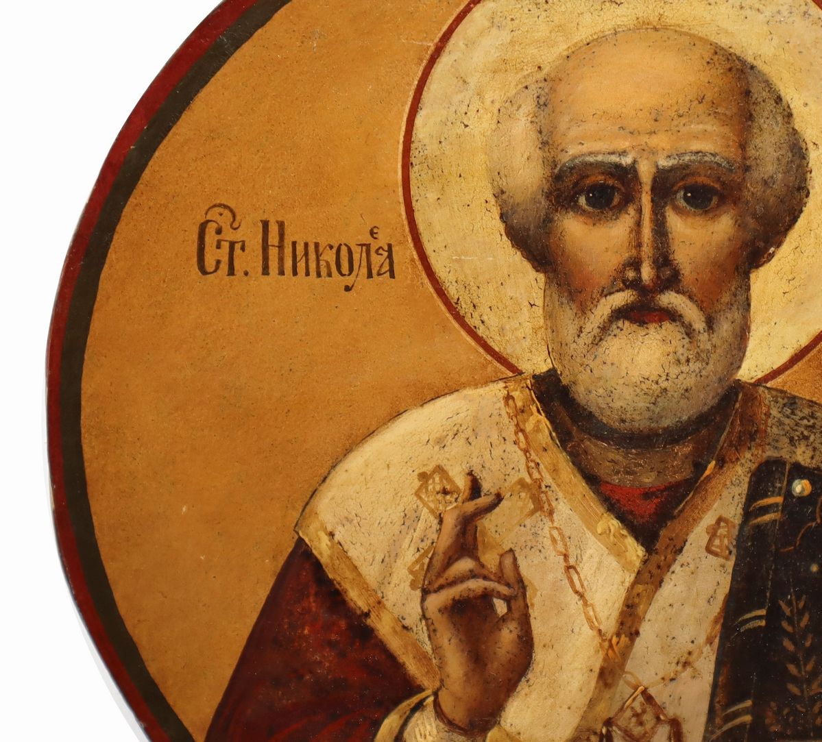 Icona Ovale Raffigurante San Nicola il Taumaturgo