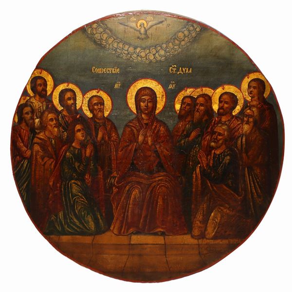 Round icon depicting a pentecost