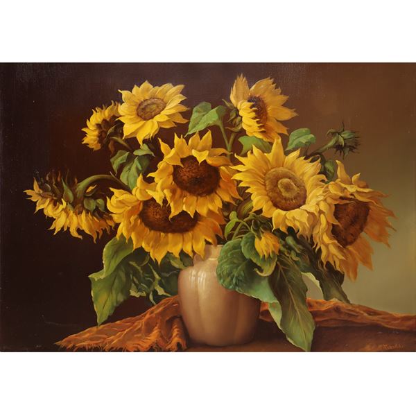 Piotr Topolski - Vase with sunflowers
