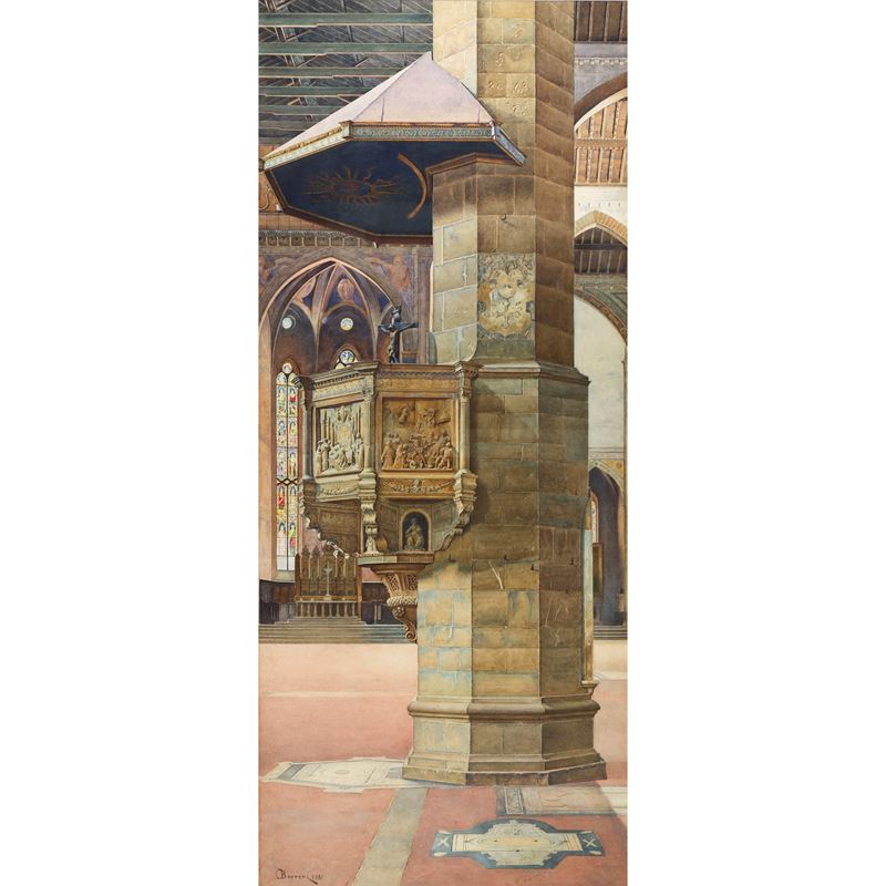 Odoardo Borrani - Interno di Chiesa