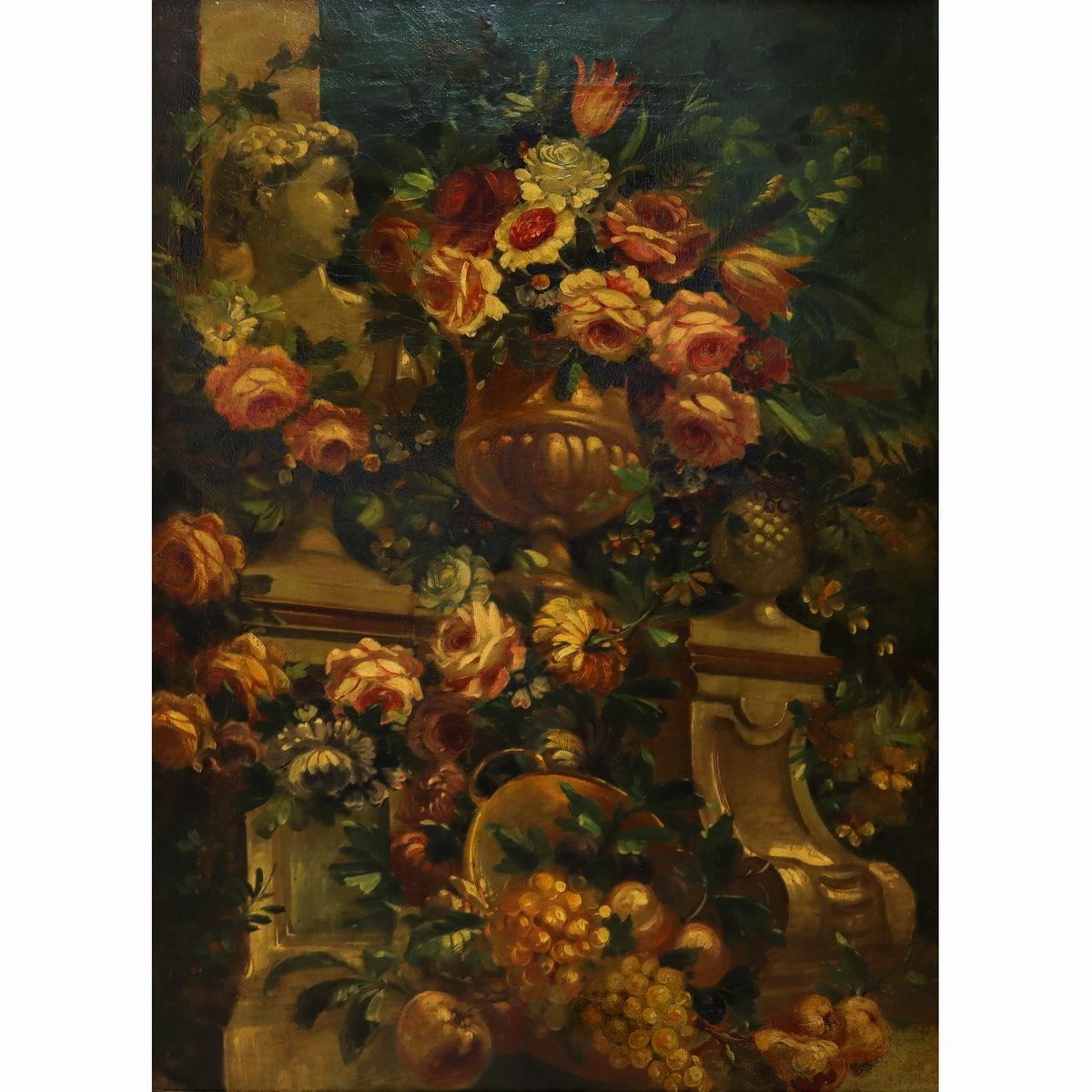 Natura Morta di Fiori e Statue
