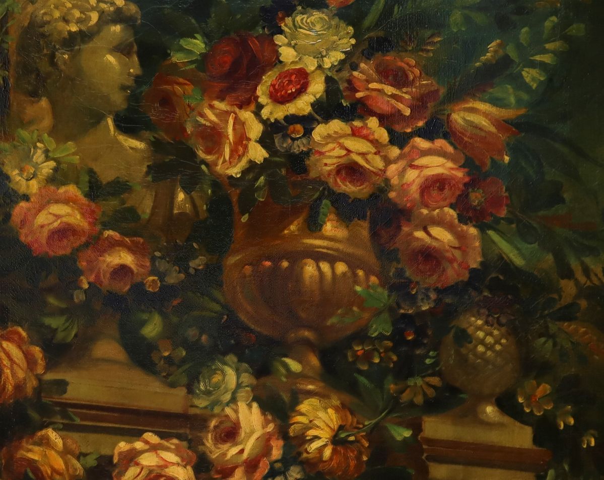 Natura Morta di Fiori e Statue