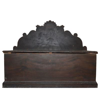 Cassapanca con alzata, legno di abete, Sicilia XVIII Sec.