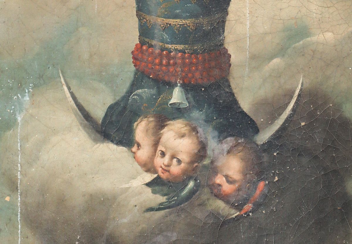 Madonna Neonata in Fasce con Angeli