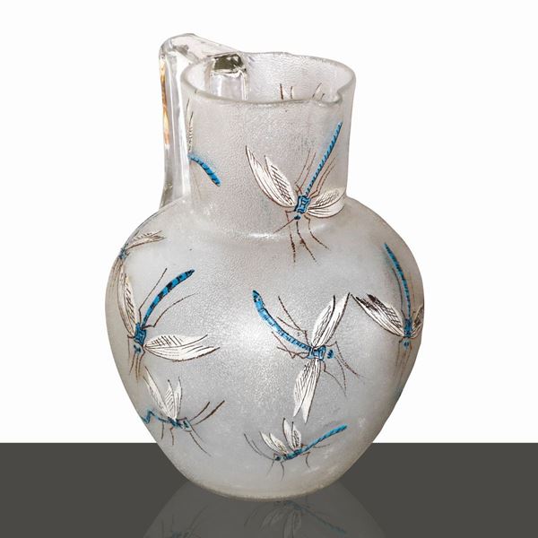 Glass tankard with enamels depicting dragonflies