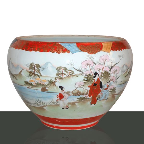 Vaso in porcellana giapponese con Geishe