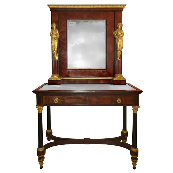 Console cabinet with mirror