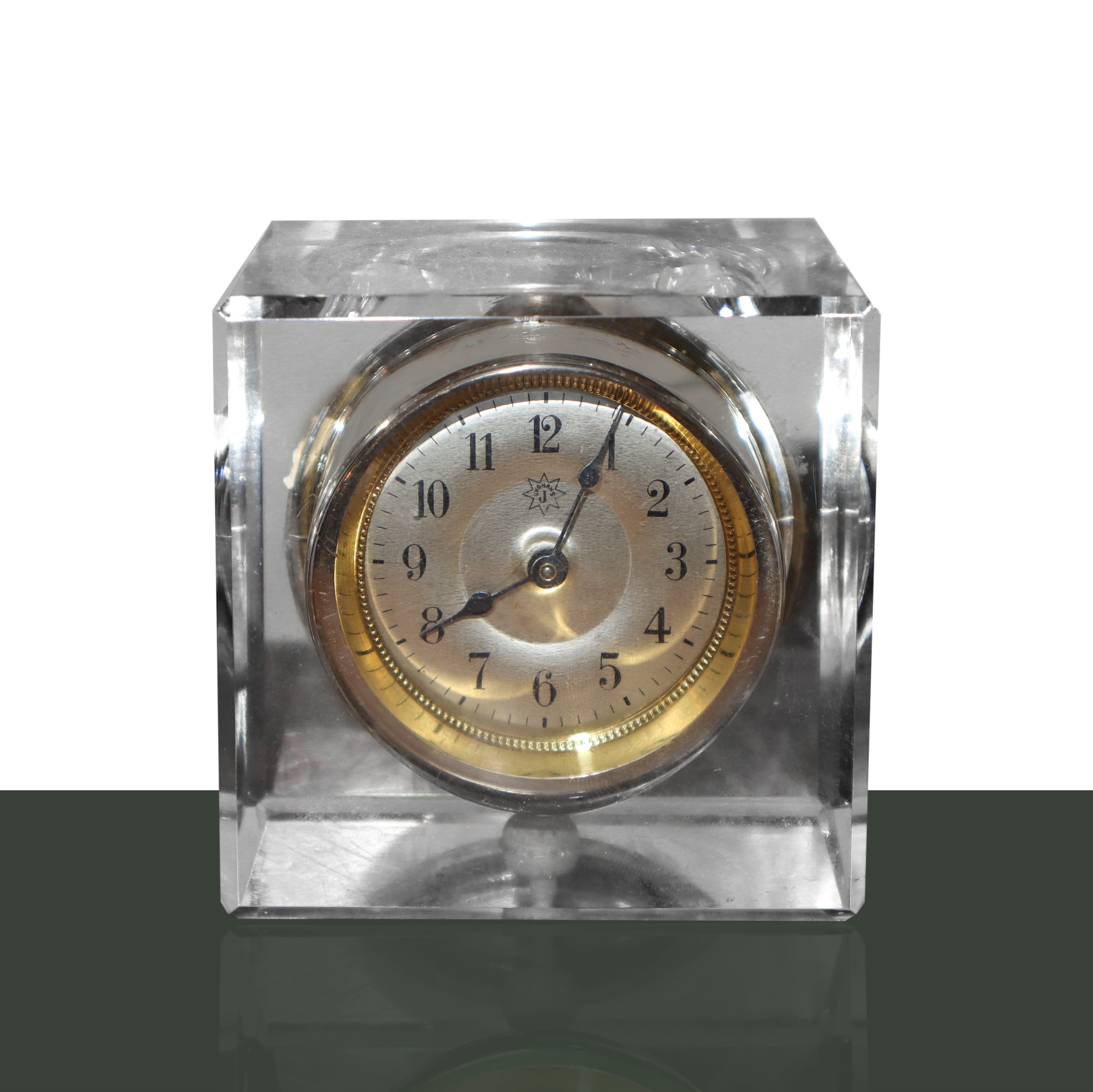 Junghans - Coppia di Calamai e Orologio in Cristallo.