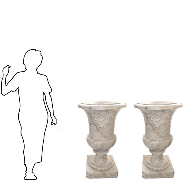 Pair of flowery aurisina marble vases (Carso Triestino)