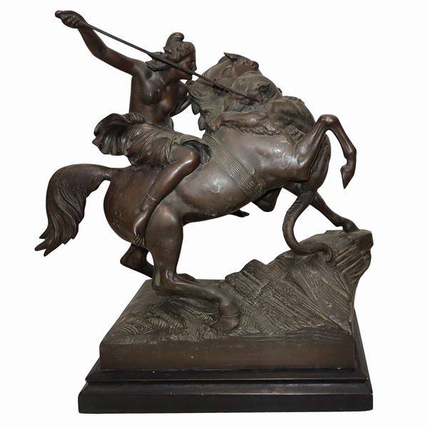 Tigre che attacca amazzone a cavallo, copia da  August Karl Eduard Kiss (1802-1865),