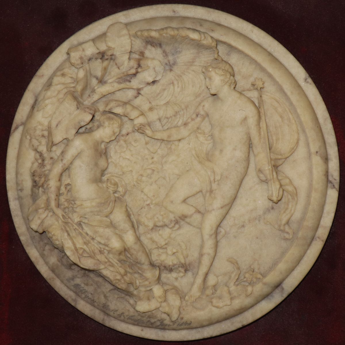 Edward William Wyon - Bassorilievo Ovale Raffigurante Oberon e Titania in Cornice Dorata