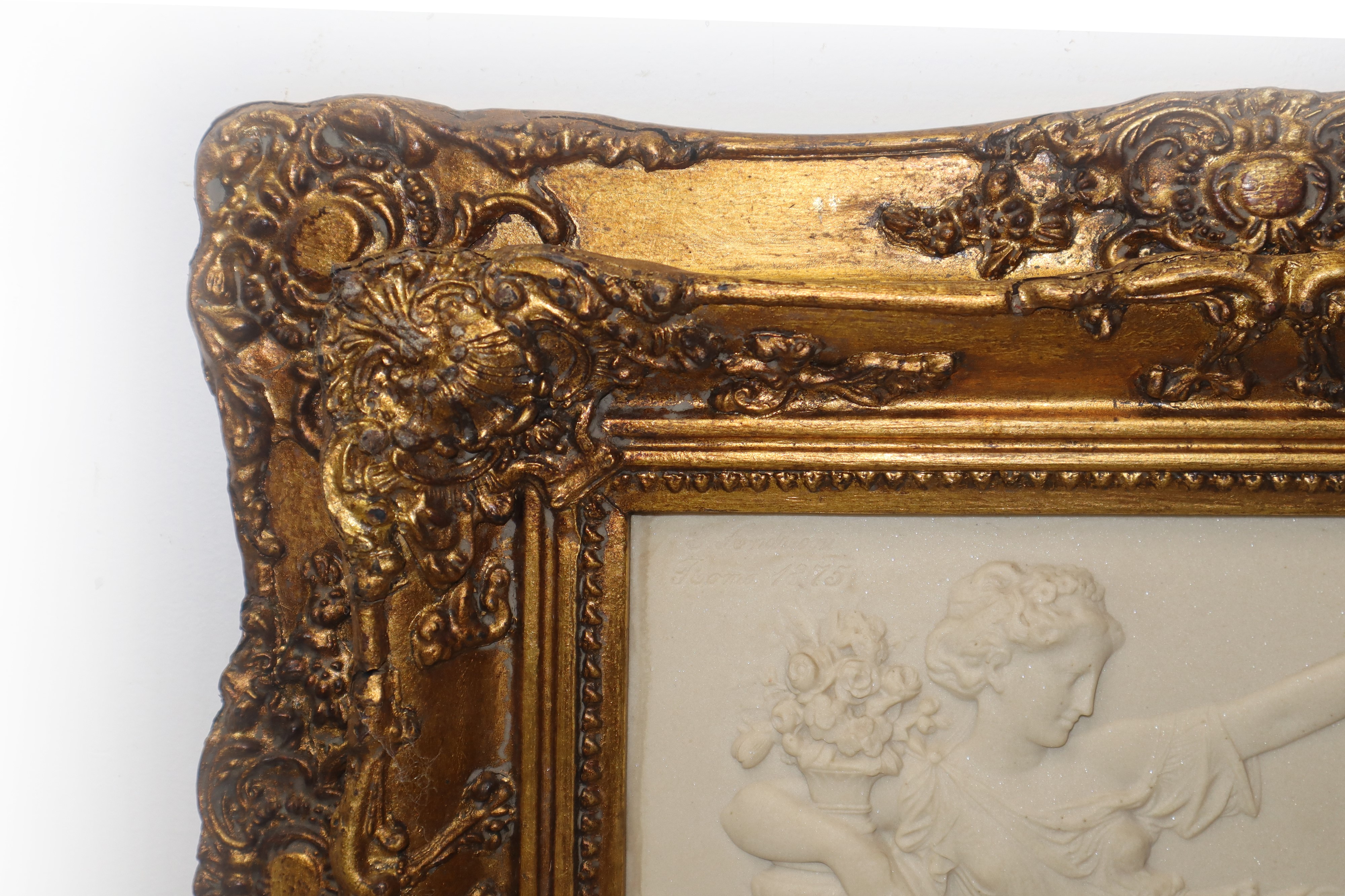 Giuseppe Andreoni - Bassorilievo Raffigurante Venere e Cupido in Cornice Dorata