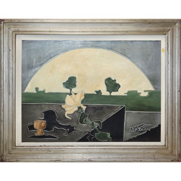 Piero Gianuzzi - Landscape with trees and still life with flower