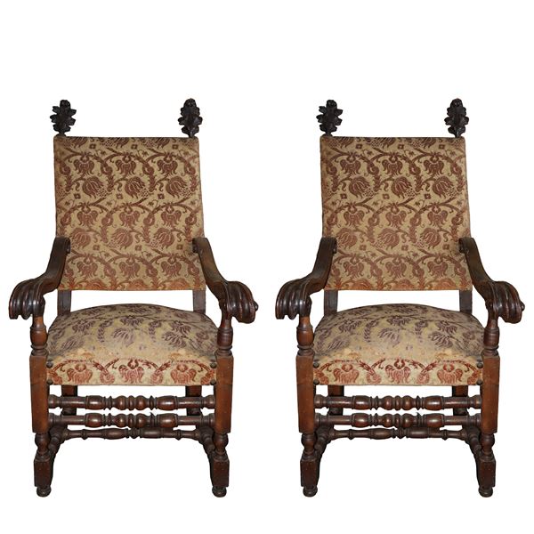 Pair of wooden armchairs