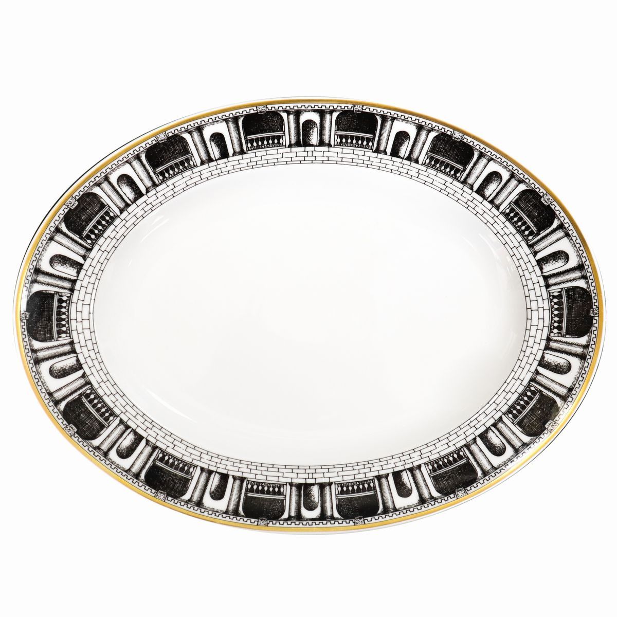 Servizio di Piatti in Porcellana per 12, Decoro Palladiana. Piero Fornasetti per Rosenthal