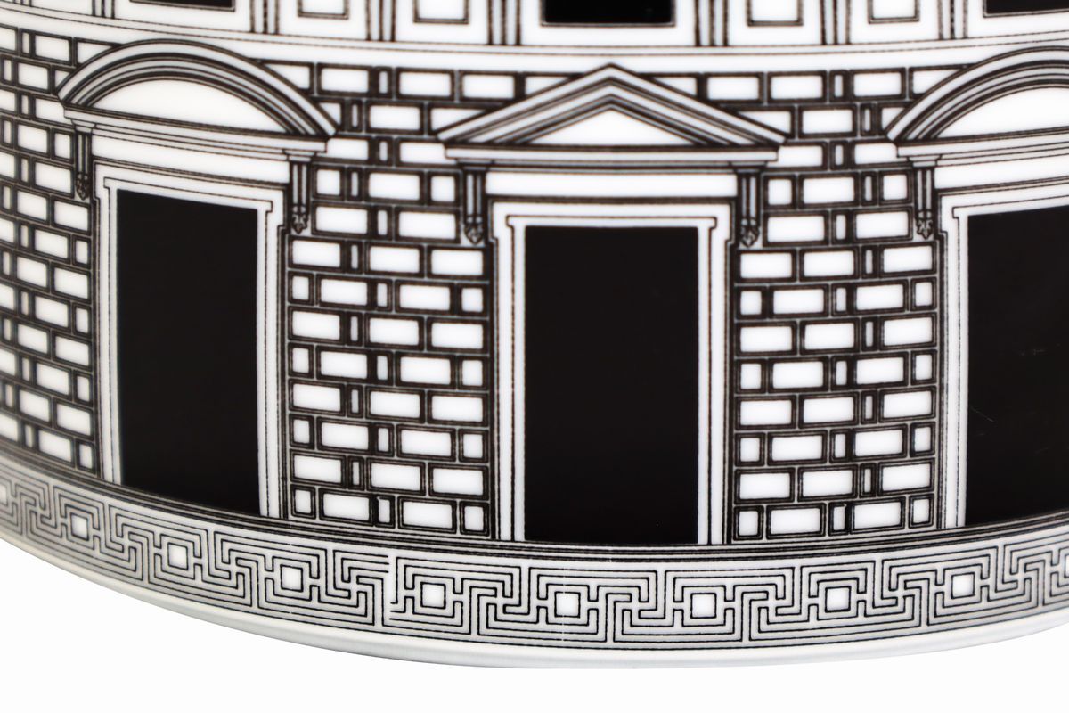 Servizio di Piatti in Porcellana per 12, Decoro Palladiana. Piero Fornasetti per Rosenthal