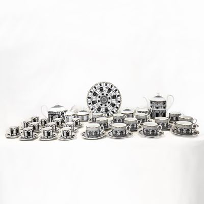 Servizio da The e Servizio da Caffè in Porcellana per 12, Decoro Palladiana. Piero Fornasetti per...