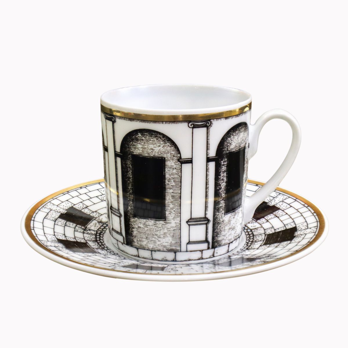 Servizio da The e Servizio da Caffè in Porcellana per 12, Decoro Palladiana. Piero Fornasetti per...