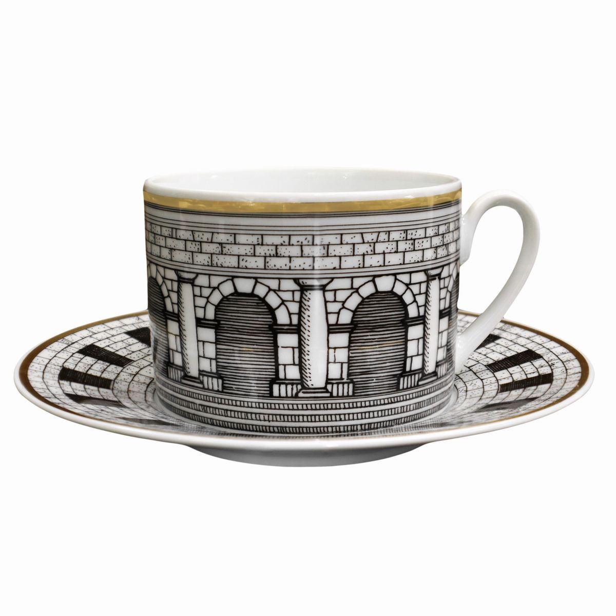 Servizio da The e Servizio da Caffè in Porcellana per 12, Decoro Palladiana. Piero Fornasetti per...