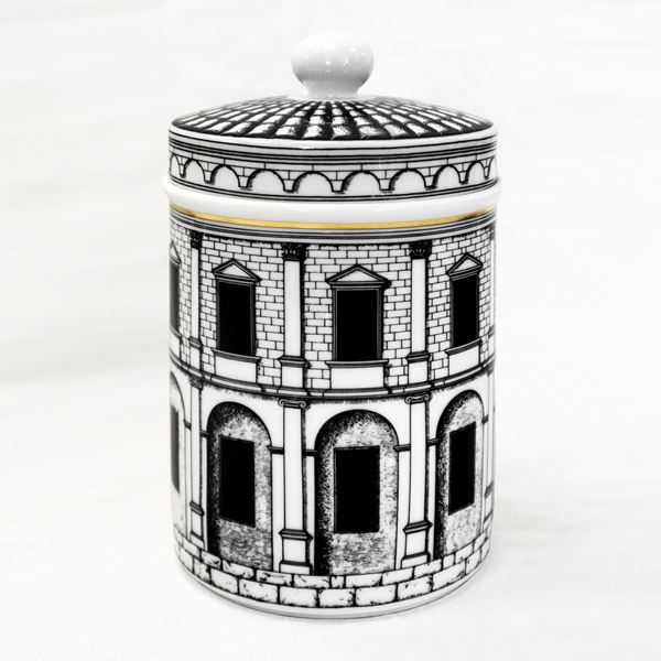 Piero Fornasetti - Palladiana decorated porcelain jar. Piero Fornasetti for Rosenthal