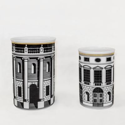2 Vasi in Porcellana, Decoro Palladiana. Piero Fornasetti per Rosenthal